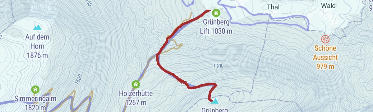 Route map: Skitour auf den Grünberg 1.497 m